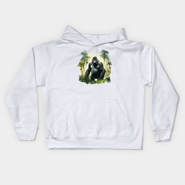 Black Gorilla Kids Hoodie by zooleisurelife